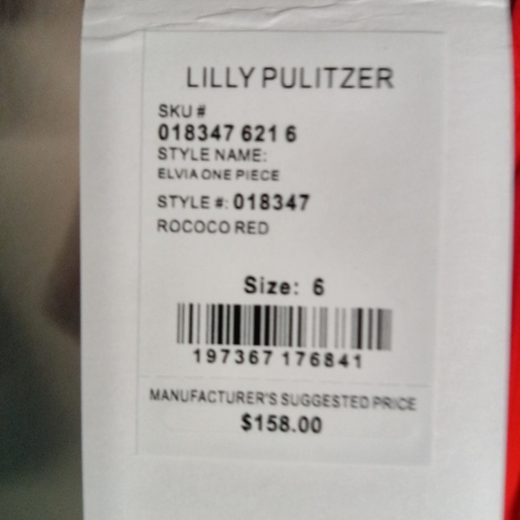Lilly Pulitzer Elvia One Piece Swimsuit Red Lattice Size 6 - Picture 8 of 10